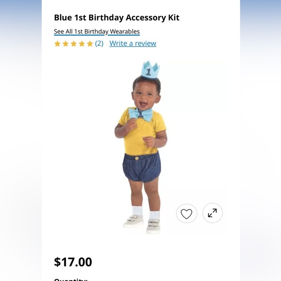 Party City 1st Birthday Blue & Gold Banner + Hat/Tie/Bloomers Outfit - Picture 3 of 5